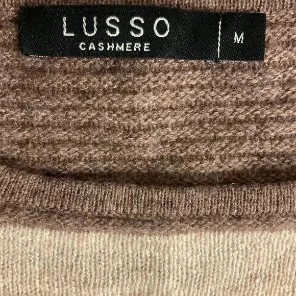Lusso Brown Striped Long Sleeve Pullover Sweater Medium - Picture 2 of 6